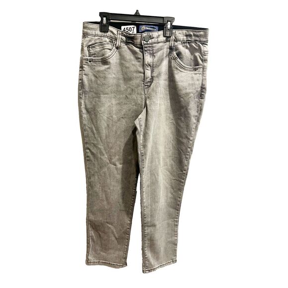 Democracy Ab Solution Womens Gray Jeans Sz 14 Denim Straight Pockets Stretch Zip - Picture 1 of 6